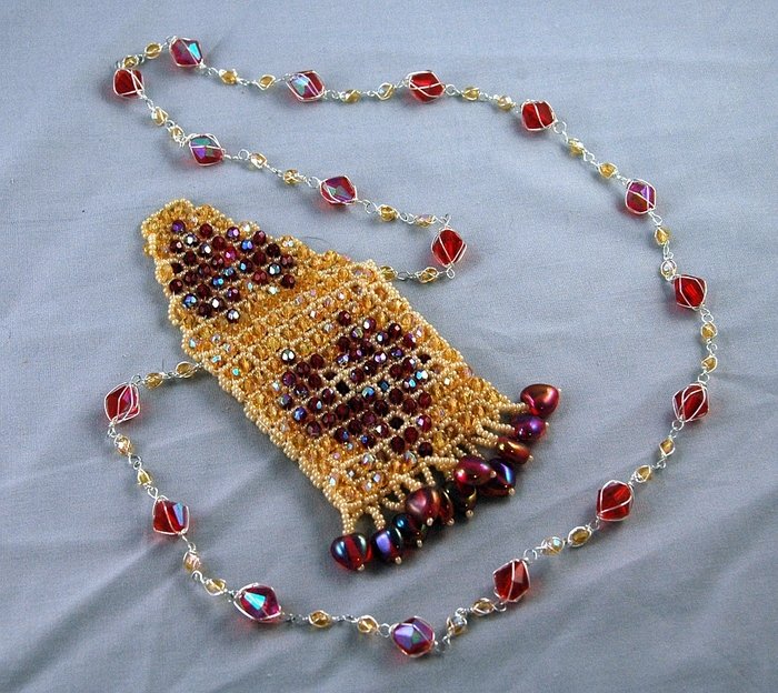 Topaz red heart amulet bag