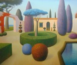 "Garden With Blue Tree"