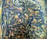 The wild flower, Oil and acrylic on canvas, 90 x 60 cm. It represents our mountain flowers who need to be protected
