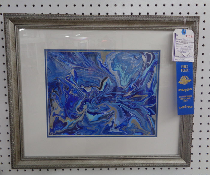 At the Montgomery County MD Agricultural Fair August 11-19, 2017 Natalya B. Parris's acrylic on paper, 11"X14" artwork "Mountains and Rivers" won 1st Place