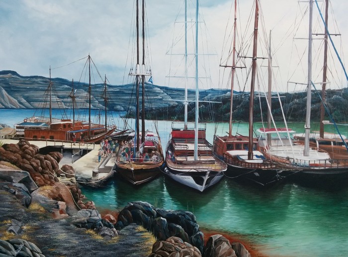 Boats in Santorini