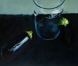 Aubergines and glass 