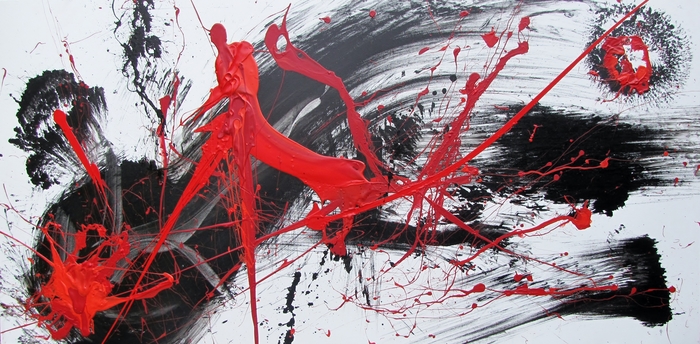 Abstrakt in Schwarz und Rot