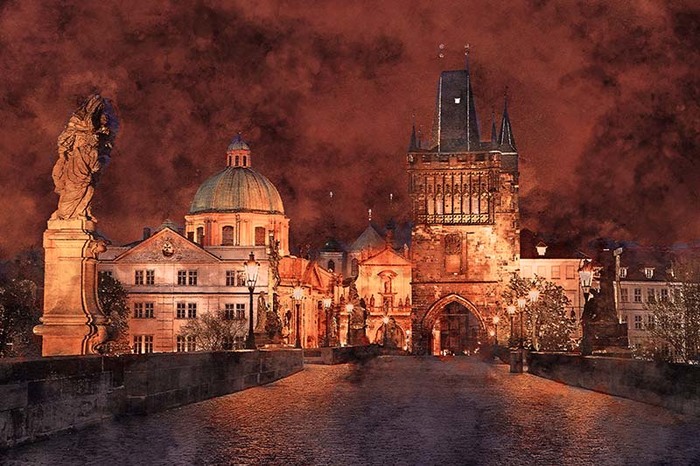 Night at Charles Bridge in Prague