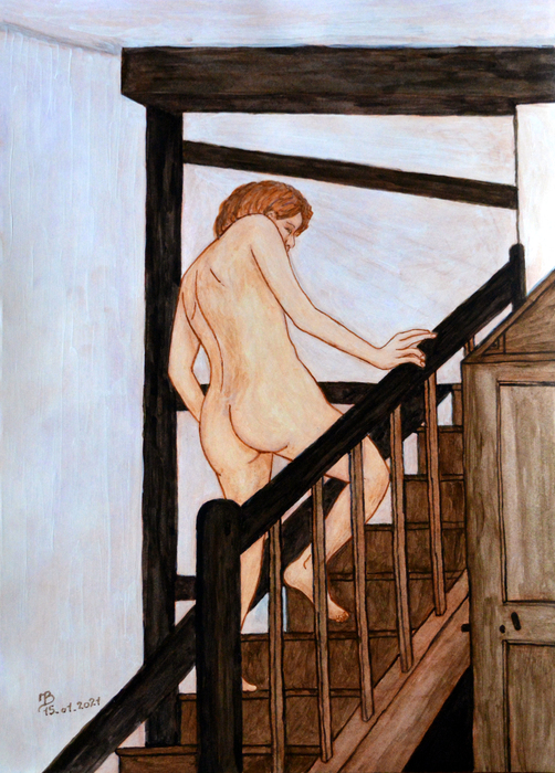 Modèle montant l'escalier