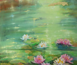 Water lilies 60x70cm_30x60cm. Oil painting (diptych)