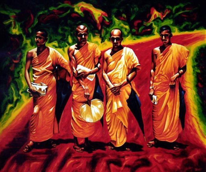 Buddhist munke i Kandy, Sri Lanka