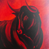 RED DISCIPLINE I – Ember Bull, 2025 · Viola Florschuetz ART Painting, Acrylic on Canvas (Stretcher Frame)