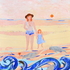 Femme et enfant sur la plage