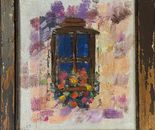 Sylvana Shefer - Collage on cardboard, wooden frame, 50 by 50 cm