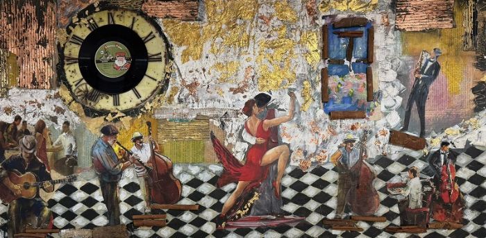 Sylvana Shefer - Collage on canvas, 60 by 120 cm by Yotzrim-Israeli Art Gallery