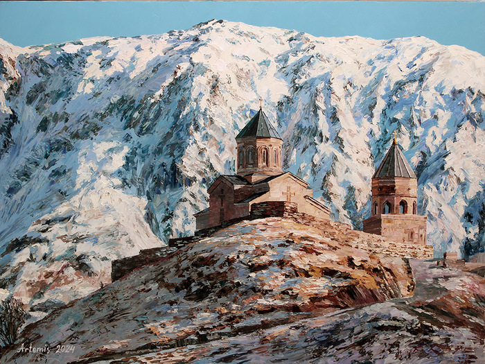 Georgia. Trinity Church in Gergeti