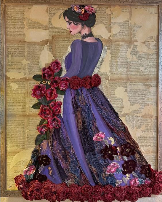 Sylvana Shefer - Collage on cardboard, acrylic and canvas, 107 by 90 cm by Yotzrim-Israeli Art Gallery