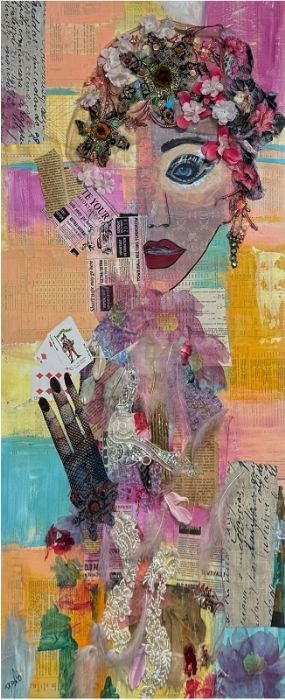 Sylvana Shefer - Collage on cardboard, 120 by 50 cm by Yotzrim-Israeli Art Gallery