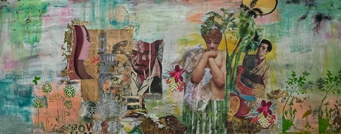 Sylvana Shefer - Collage on canvas, 60 by 147 cm