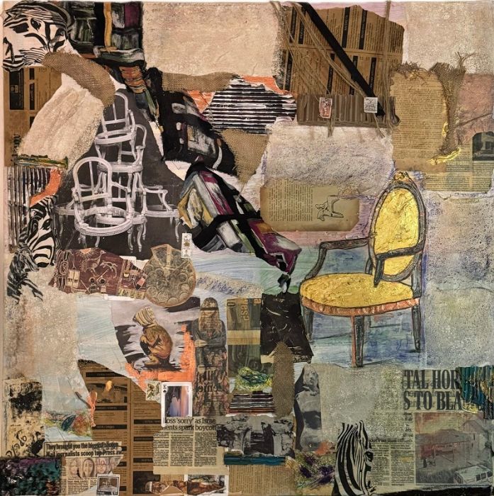 Sylvana Shefer - Collage on canvas, 100 by 100 cm