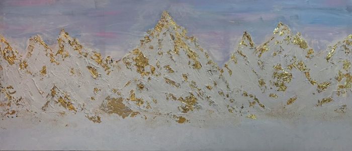 Sylvana Shefer - Collage on canvas, acrylic and gold leaf (gilding) 70 by 160 cm