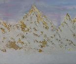 Sylvana Shefer - Collage on canvas, acrylic and gold leaf (gilding) 70 by 160 cm