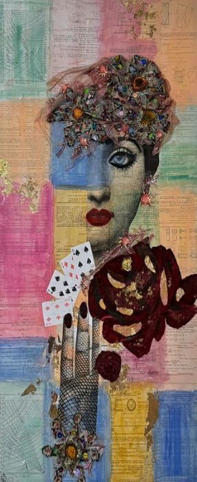 Sylvana Shefer - Collage on canvas, 120 by 60 cm