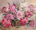 Peonies in a basket