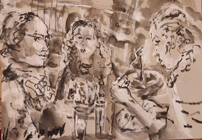 Miriam Sigal- Derlich, Charcoal/Chinese ink and acrylic on paper, 40 by 54 cm by Yotzrim-Israeli Art Gallery