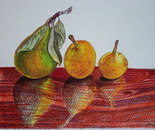 Ripening Pears on polished mahogany