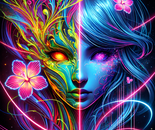 “Cosmic Duality — The Bloom of Two Realms”