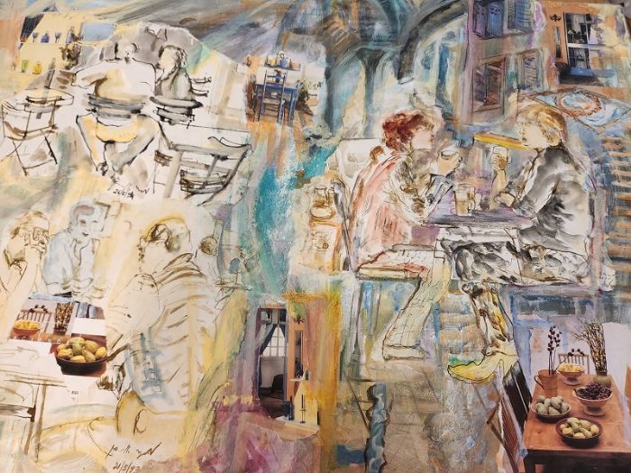 Miriam Sigal- Derlich, Collage and ink and acrylic on canvas, 60 by 80 cm