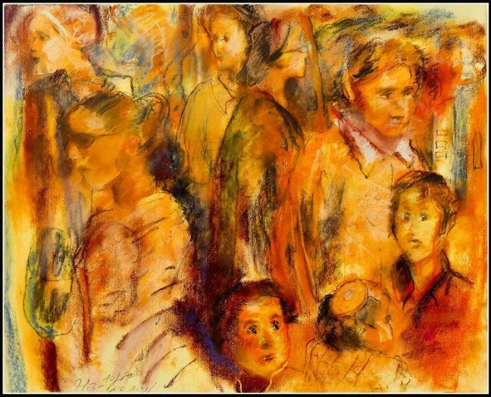 Miriam Sigal- Derlich,  Dry pastel on paper, 49 by 40 cm, with frame 67 by 58 cm by Yotzrim-Israeli Art Gallery