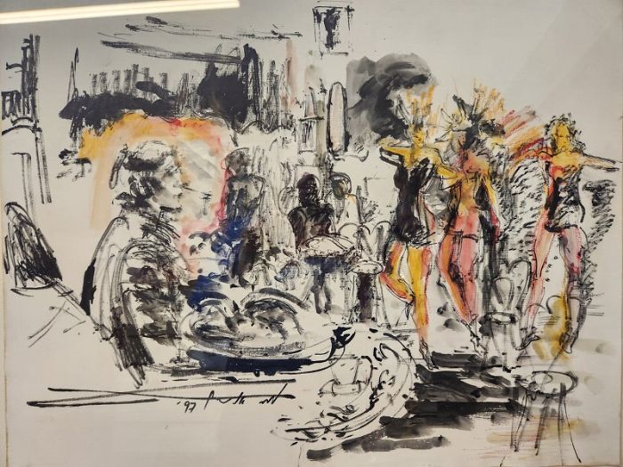 Miriam Sigal- Derlich, Charcoal/Chinese ink and watercolor on paper 48 by 62 cm by Yotzrim-Israeli Art Gallery