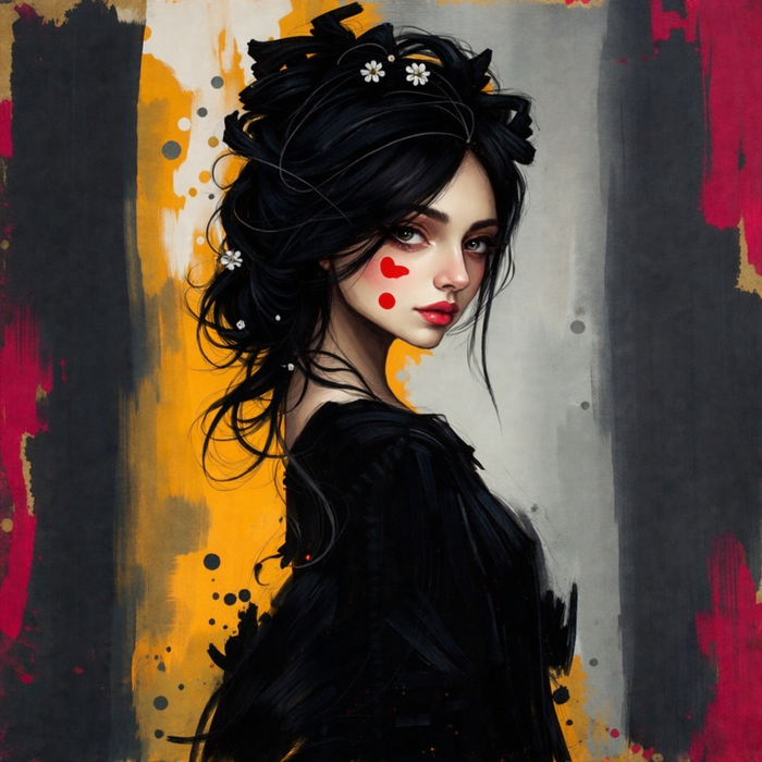 “Crimson Petals on Porcelain Silence”