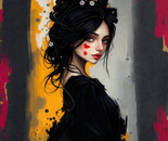 “Crimson Petals on Porcelain Silence”