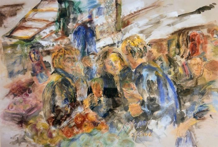  Miriam Sigal- Derlich, Collage, ink and acrylic on canvas, 60 by 80 cm by Yotzrim-Israeli Art Gallery