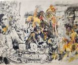 Miriam Sigal- Derlich, Charcoal/ink and watercolor on cardboard, 48 by 67 cm