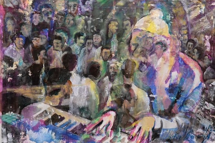 Miriam Sigal- Derlich, Acrylic and print on canvas, 40 by 60 cm