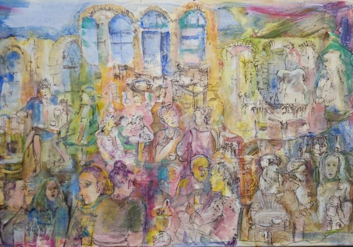  Miriam Sigal- Derlich, Collage, ink and acrylic on canvas, 60 by 90 cm