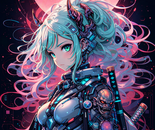 “Neon Oni Samurai Girl”