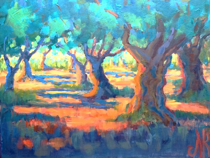 Olive Grove in Golden Light by Nataly Kenny