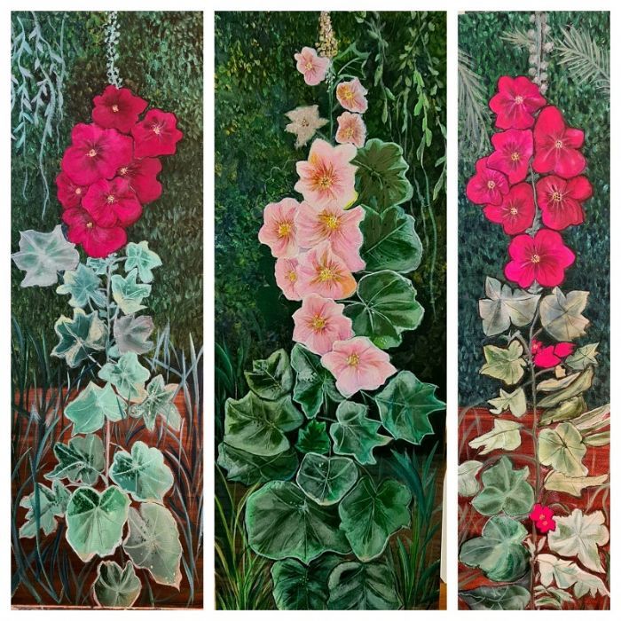 Sarah Brin, Triptych, acrylic on canvas, 3 X 60 by 20 cm by Yotzrim-Israeli Art Gallery