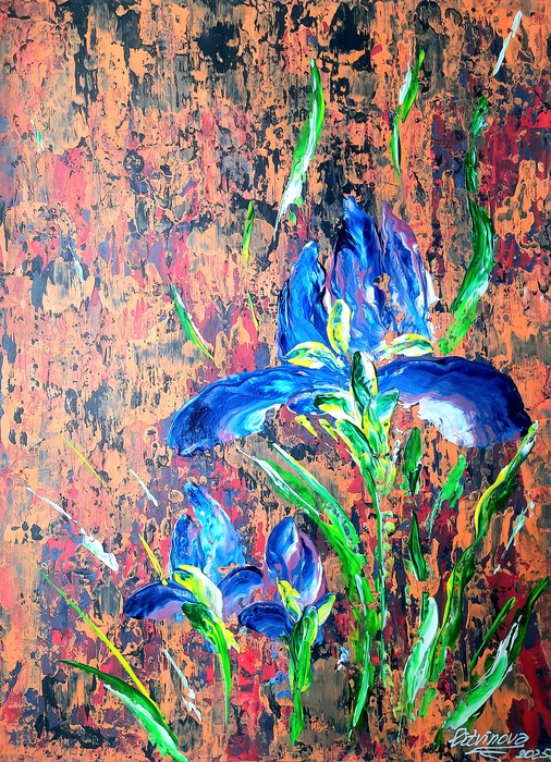 Irises, lilies by Natalia