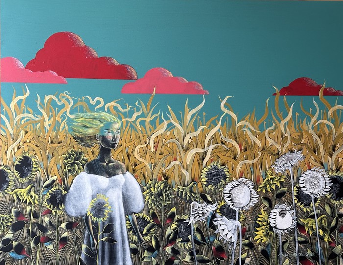 girl and sunflowers by Mari levashenko