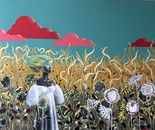girl and sunflowers