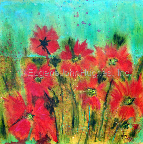 Poppies Abstract  by Eugene John Hughes