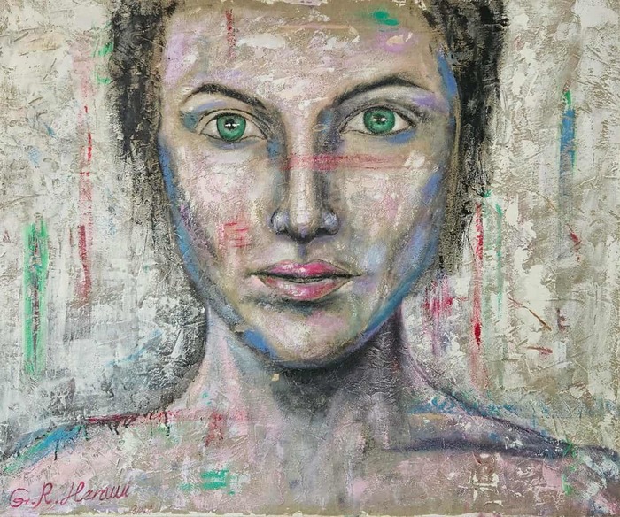 Lady with green eyes by Gholam Rasol Herawi