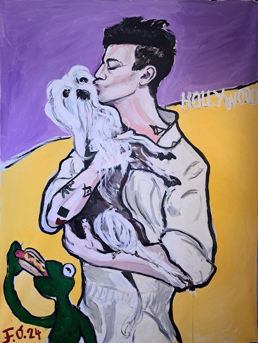 The sign -art dealer with Hot Dog, 2024 by F. O. Maier