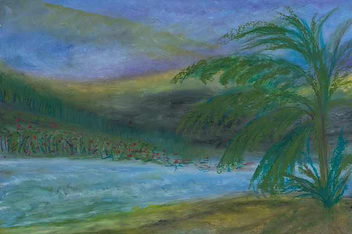 River with Palm by Laura Bernardeschi Nelson  by Laura Bernardeschi Nelson