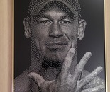 Crystal art portrait made on grass with rhinestones