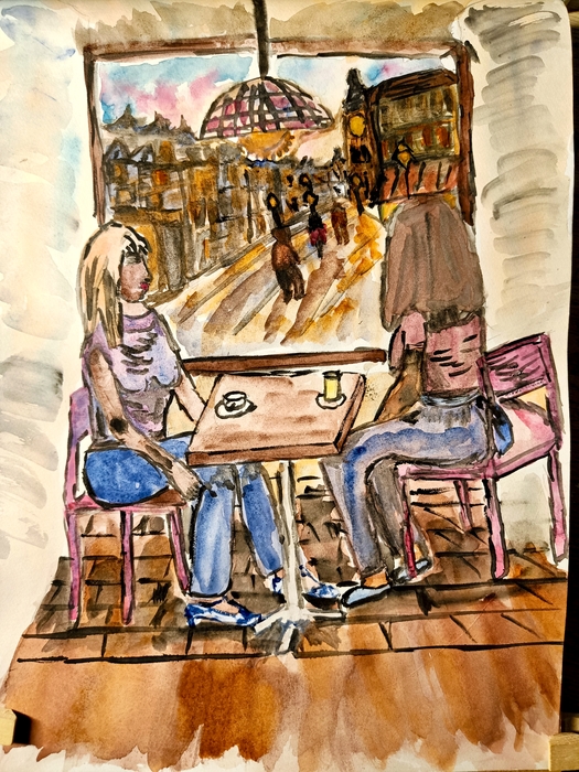 Street view from a cafe window