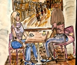 Street view from a cafe window