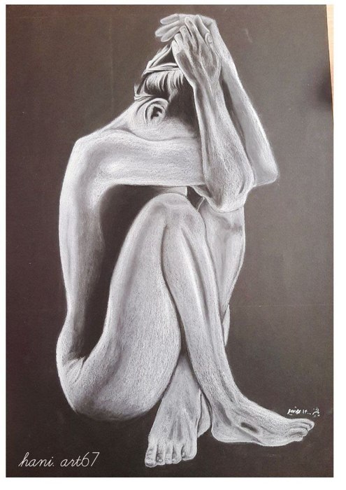 Name: Hanieh Hajati Nabakdehi/ Title: Shelter/ Dimensions: 35×50cm/ Technique: Gypsum pastel/ Year: 2021/ Price: Negotiable